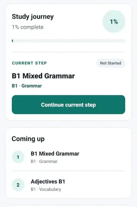 IELTS Precision Android Study Journey home screen